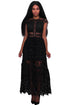 Sexy Black Lace Hollow Out Long Party Dress